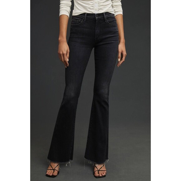 Mother The Weekender Fray Thunder Road Jeans 24x26 Flair Leg Dark Wash Med-Rise - Picture 1 of 16